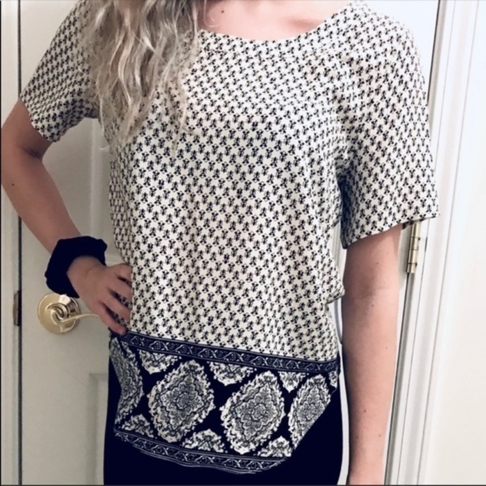 COPPER KEY Black White Pattern Blouse Top - Picture 7 of 7
